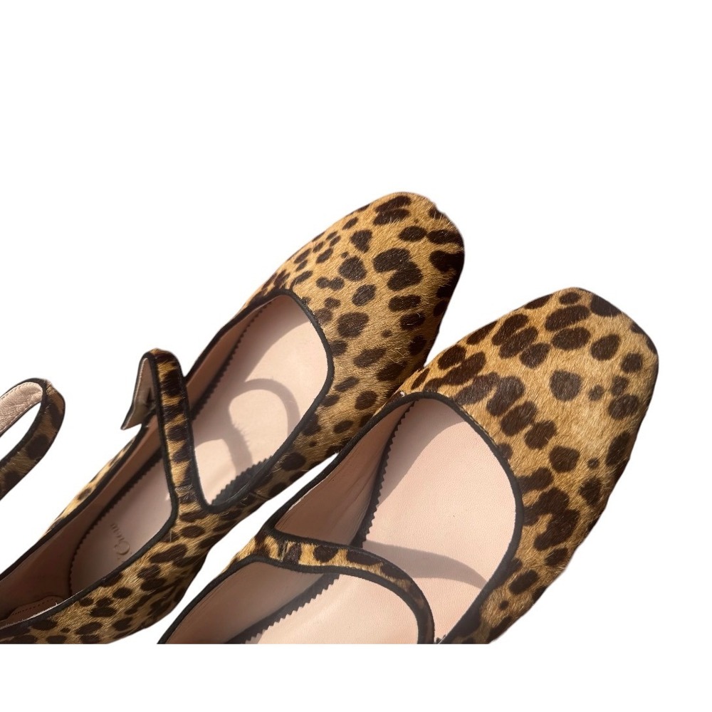 J.Crew Mary Jane Flats Womens 8.5 Brown Leopard Calf Hair Excellent Back Zip - Picture 5 of 9